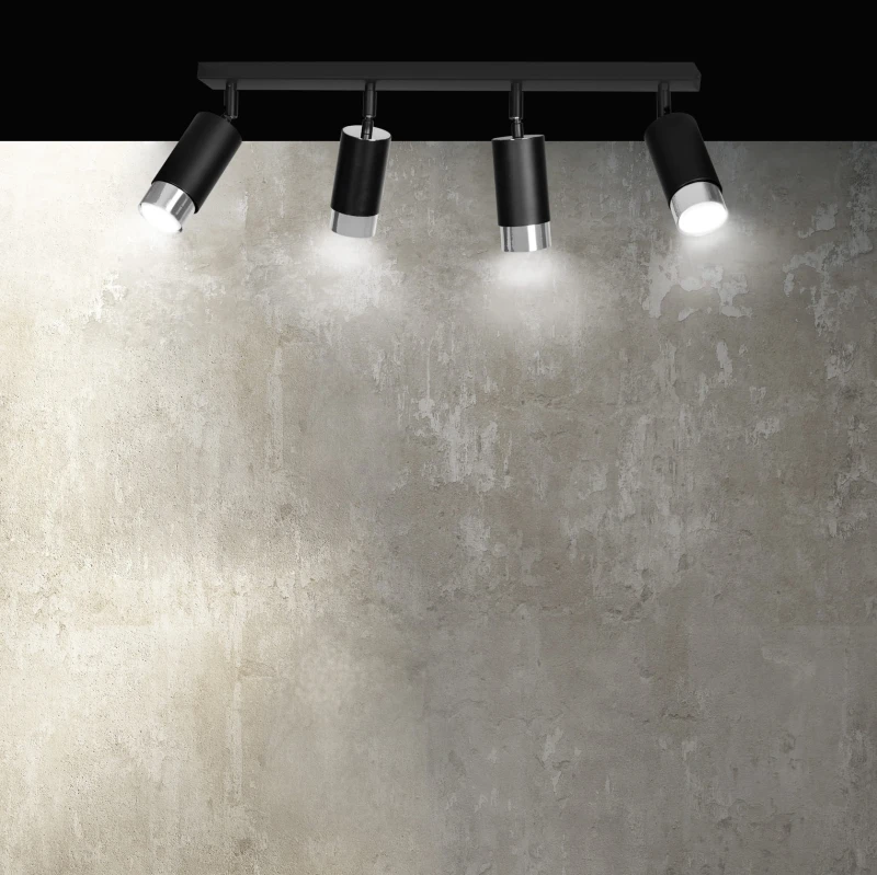 HIRO 4 BLACK-CHROME 964/4 nowoczesny regulowany spot LED sufitowy czarno srebrny 9