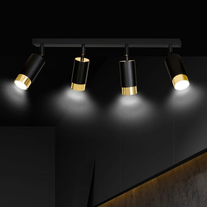 HIRO 4 BLACK-GOLD 965/4 nowoczesny regulowany spot LED sufitowy czarno złoty