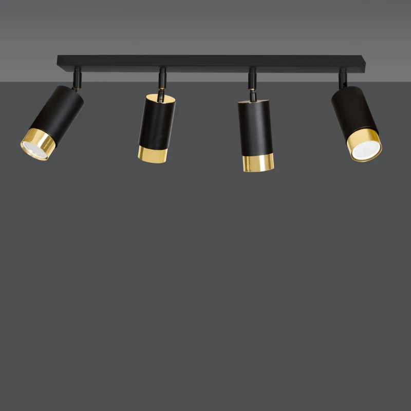 HIRO 4 BLACK-GOLD 965/4 nowoczesny regulowany spot LED sufitowy czarno złoty 3