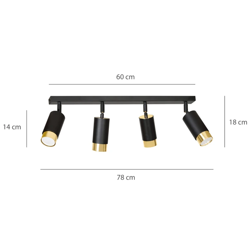 HIRO 4 BLACK-GOLD 965/4 nowoczesny regulowany spot LED sufitowy czarno złoty 5