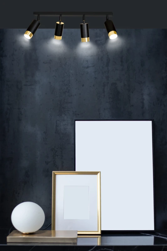 HIRO 4 BLACK-GOLD 965/4 nowoczesny regulowany spot LED sufitowy czarno złoty 6