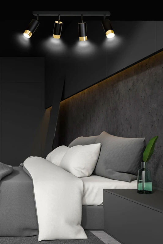 HIRO 4 BLACK-GOLD 965/4 nowoczesny regulowany spot LED sufitowy czarno złoty 8