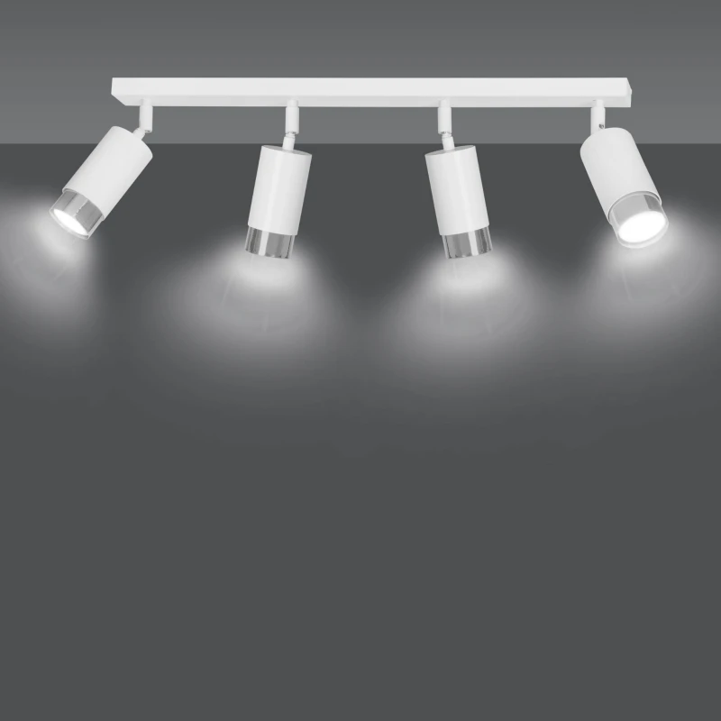 HIRO 4 WHITE-CHROME 962/4 nowoczesny regulowany spot LED sufitowy biało srebrny 2