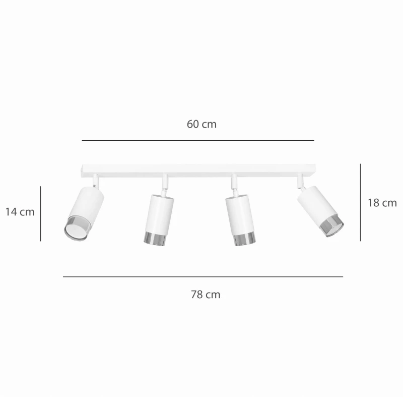 HIRO 4 WHITE-CHROME 962/4 nowoczesny regulowany spot LED sufitowy biało srebrny 5