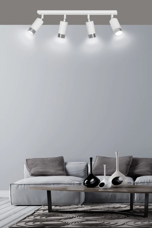 HIRO 4 WHITE-CHROME 962/4 nowoczesny regulowany spot LED sufitowy biało srebrny 6