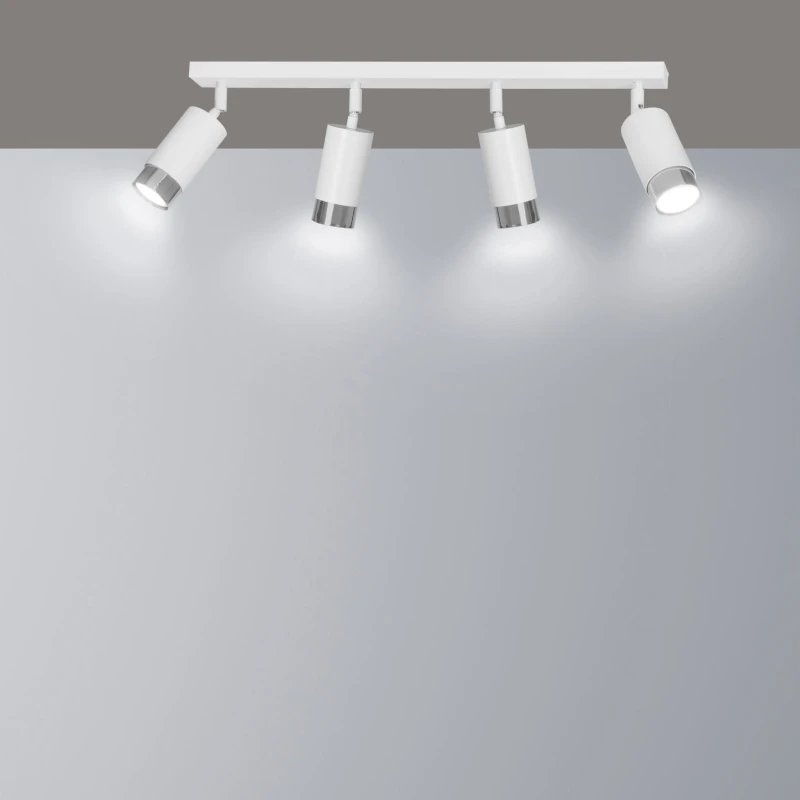 HIRO 4 WHITE-CHROME 962/4 nowoczesny regulowany spot LED sufitowy biało srebrny 7