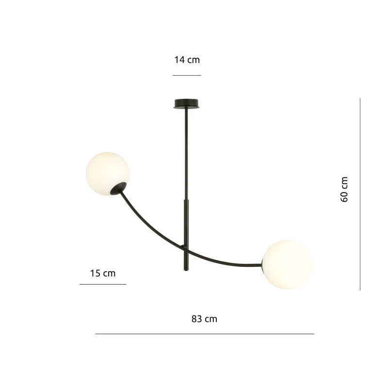 HUNTER 2 BLACK/OPAL	1102/2 lampa sufitowa żyrandol nowoczesny 5