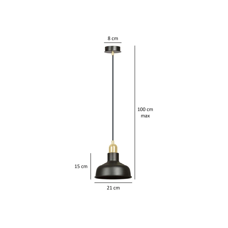 IBOR 1 BLACK 1042/1 nowoczesna lampa sufitowa czarna złote elementy 4