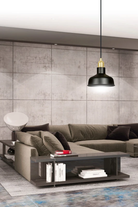 IBOR 1 BLACK 1042/1 nowoczesna lampa sufitowa czarna złote elementy 8