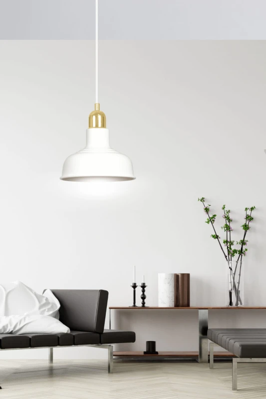IBOR 1 WHITE 1043/1 nowoczesna lampa sufitowa biała złote elementy 9