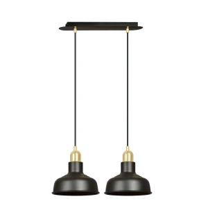 Lampa wisząca IBOR 2 BLACK 1042/2 czarna ze złotymi elementami 