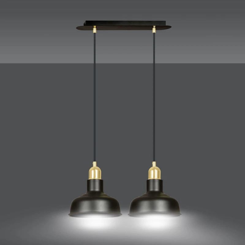 IBOR 2 BLACK 1042/2 nowoczesna lampa sufitowa czarna złote elementy 2