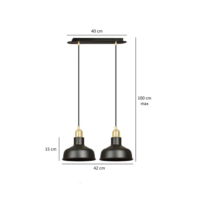 IBOR 2 BLACK 1042/2 nowoczesna lampa sufitowa czarna złote elementy 5