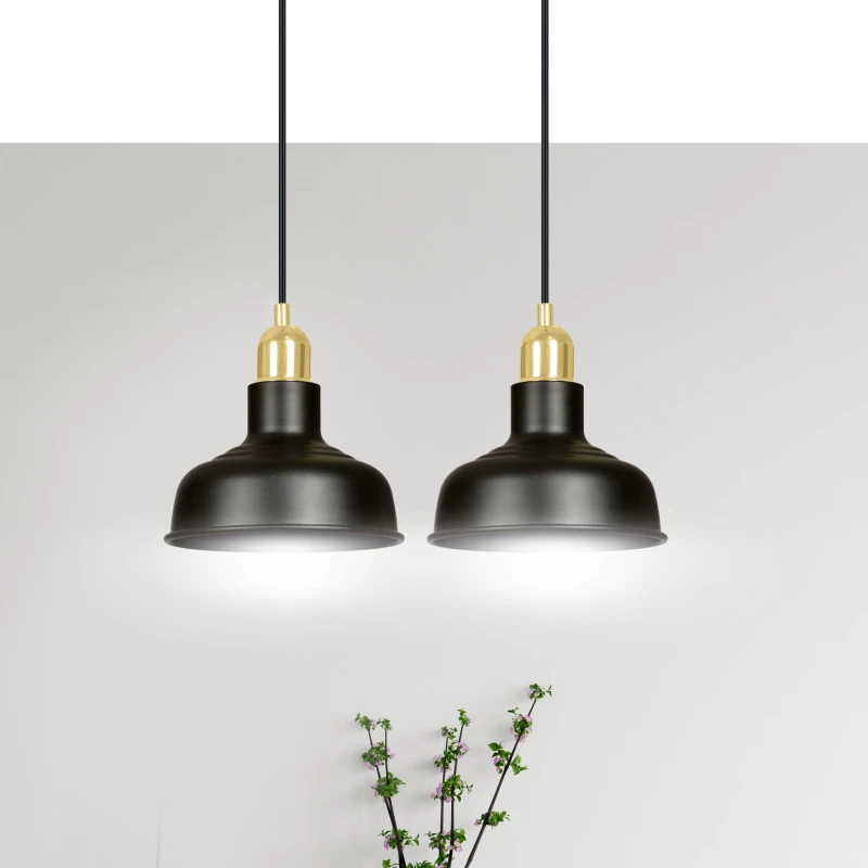 IBOR 2 BLACK 1042/2 nowoczesna lampa sufitowa czarna złote elementy 8