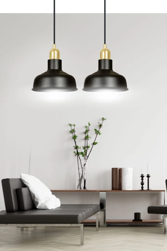 IBOR 2 BLACK 1042/2 nowoczesna lampa sufitowa czarna złote elementy 9