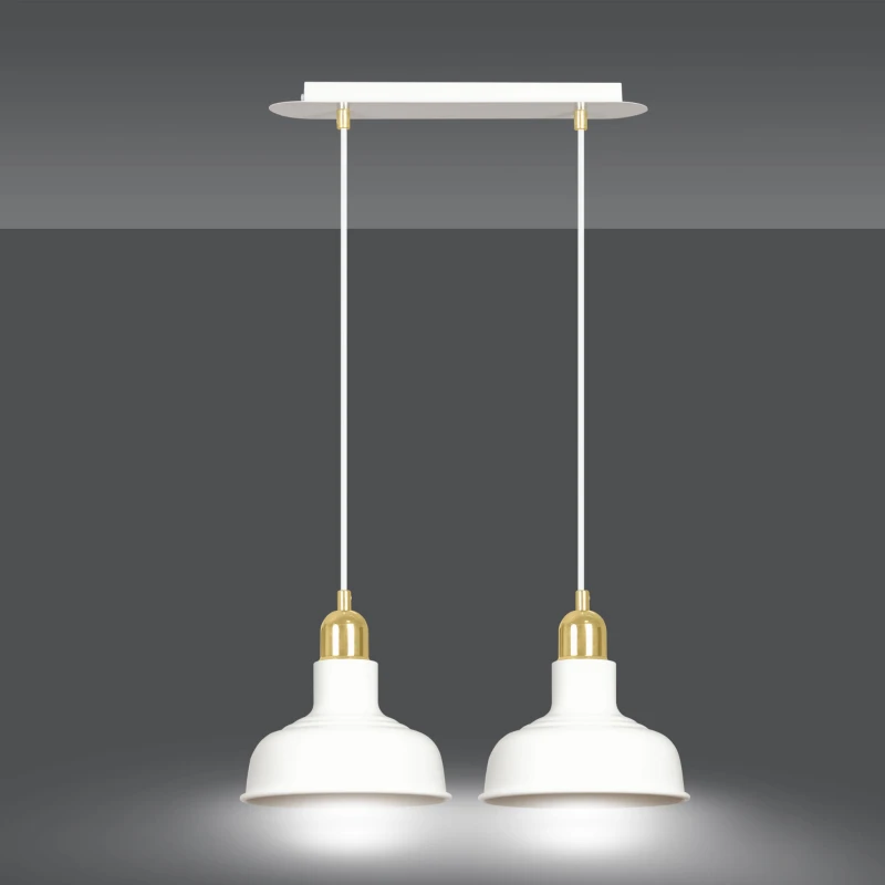 IBOR 2 WHITE 1043/2 nowoczesna lampa sufitowa biała złote elementy 2