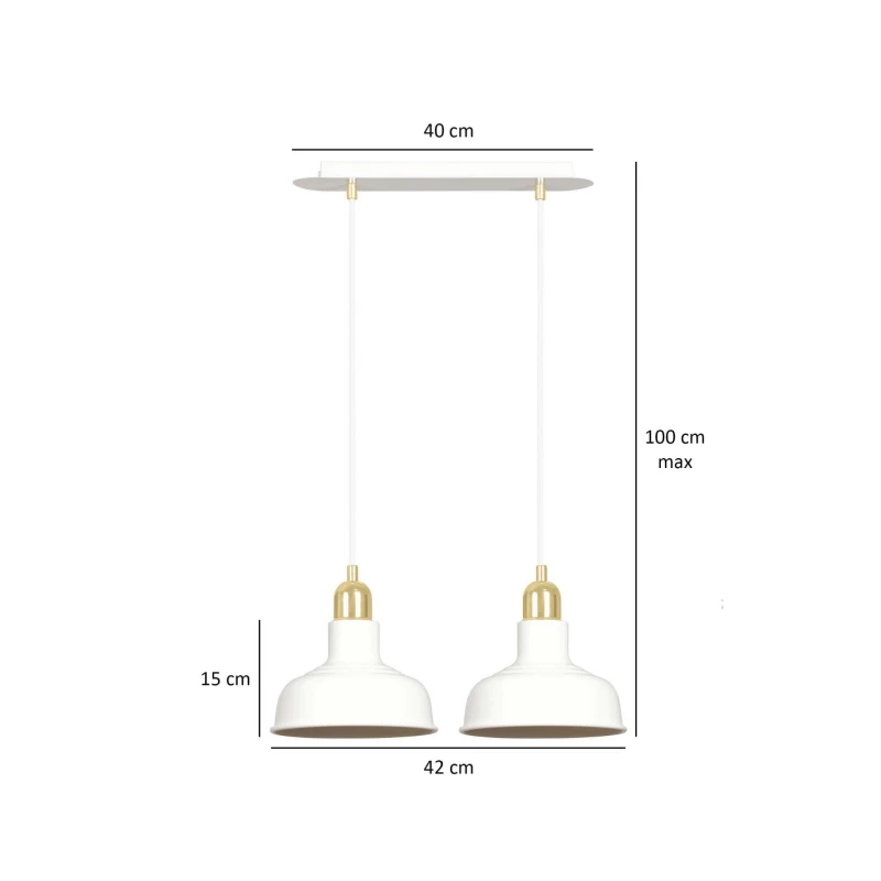 IBOR 2 WHITE 1043/2 nowoczesna lampa sufitowa biała złote elementy 5