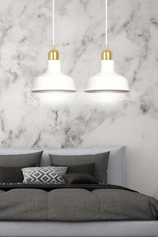 IBOR 2 WHITE 1043/2 nowoczesna lampa sufitowa biała złote elementy 7