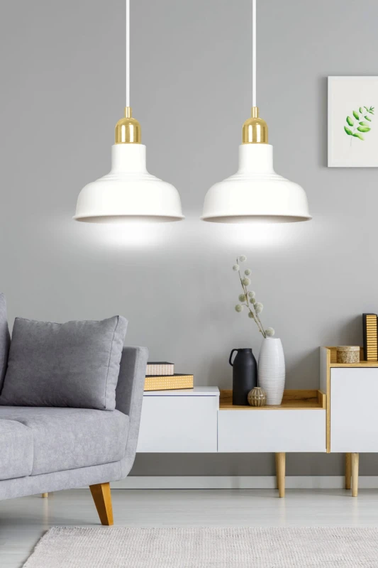 IBOR 2 WHITE 1043/2 nowoczesna lampa sufitowa biała złote elementy 9