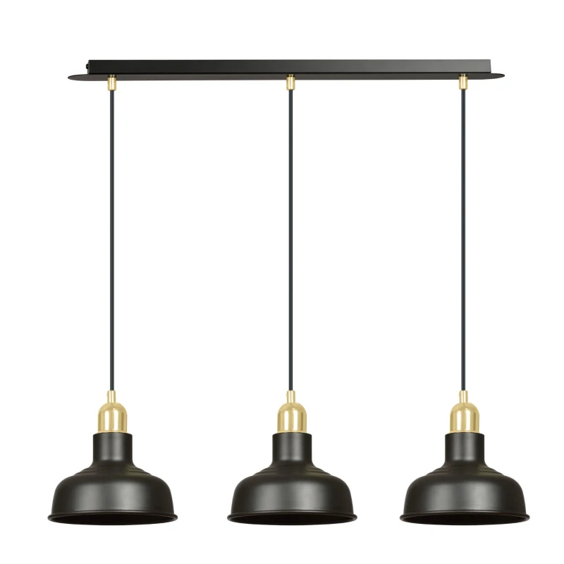IBOR 3 BLACK 1042/3 nowoczesna lampa sufitowa czarna złote elementy