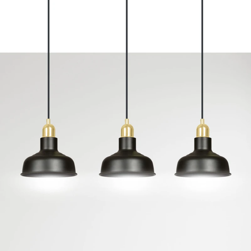 IBOR 3 BLACK 1042/3 nowoczesna lampa sufitowa czarna złote elementy 5