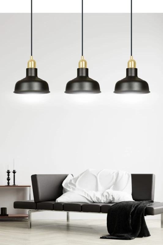 IBOR 3 BLACK 1042/3 nowoczesna lampa sufitowa czarna złote elementy 6