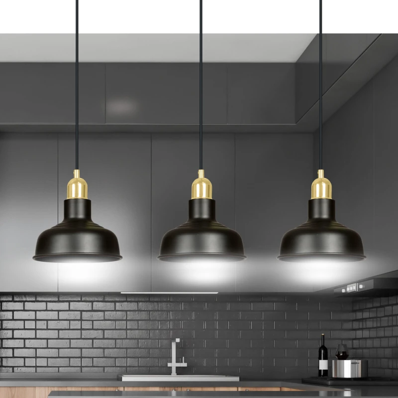 IBOR 3 BLACK 1042/3 nowoczesna lampa sufitowa czarna złote elementy 7