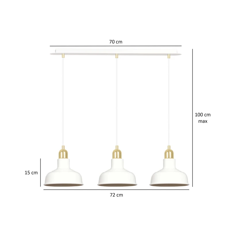 IBOR 3 WHITE 1043/3 nowoczesna lampa sufitowa biała złote elementy 5