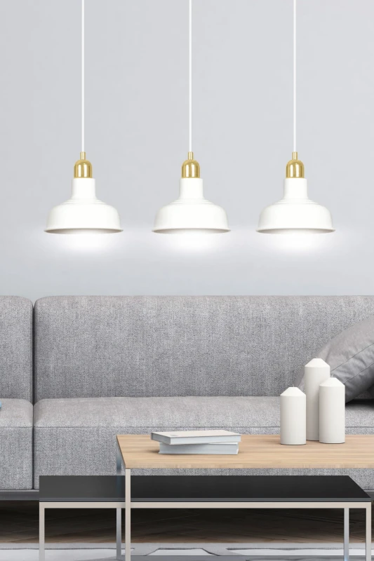 IBOR 3 WHITE 1043/3 nowoczesna lampa sufitowa biała złote elementy 7