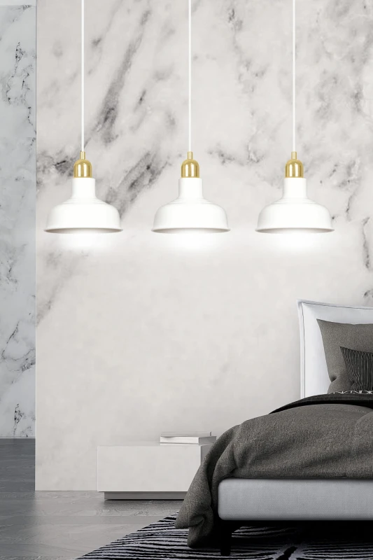 IBOR 3 WHITE 1043/3 nowoczesna lampa sufitowa biała złote elementy 9