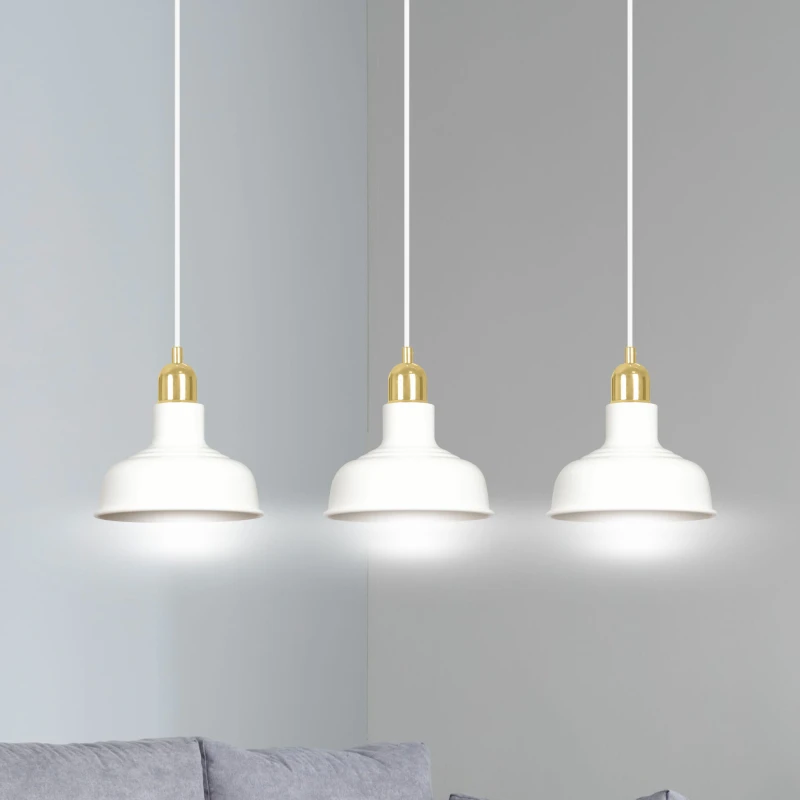 IBOR 3 WHITE 1043/3 nowoczesna lampa sufitowa biała złote elementy 10