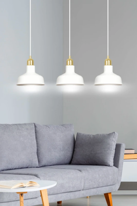 IBOR 3 WHITE 1043/3 nowoczesna lampa sufitowa biała złote elementy 11
