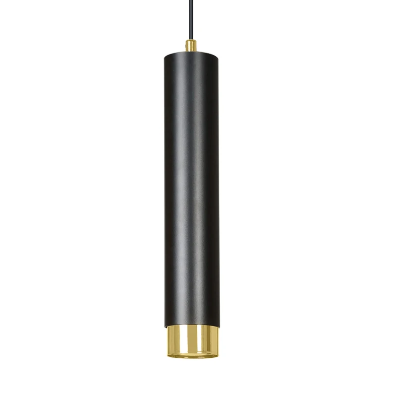 KIBO 1 BLACK-GOLD 644/1 designerski spot wiszący czarna tuba złote dodatki