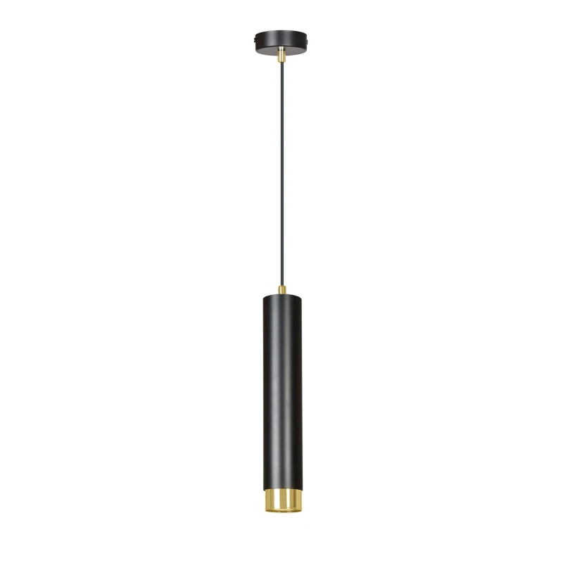 KIBO 1 BLACK-GOLD 644/1 designerski spot wiszący czarna tuba złote dodatki 1