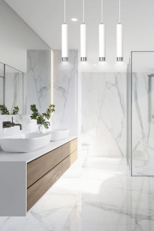 KIBO 1 WHITE-CHROME 641/1 designerski spot wiszący biała tuba srebrne dodatki 9