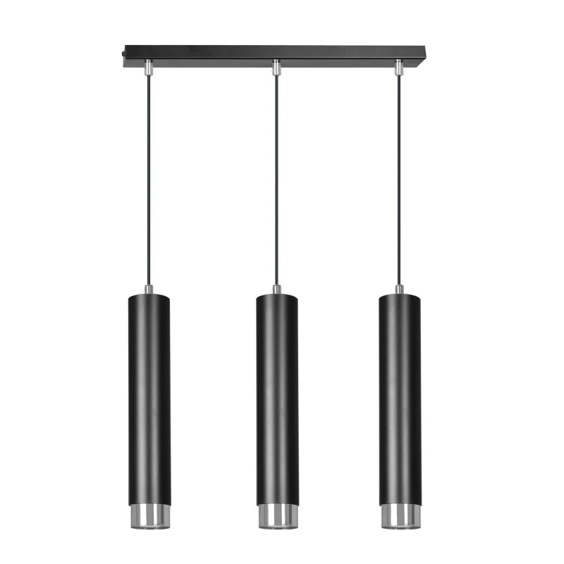 KIBO 3 BLACK-CHROME 643/3 designerski spot wiszący czarne tuby srebrne dodatki 1