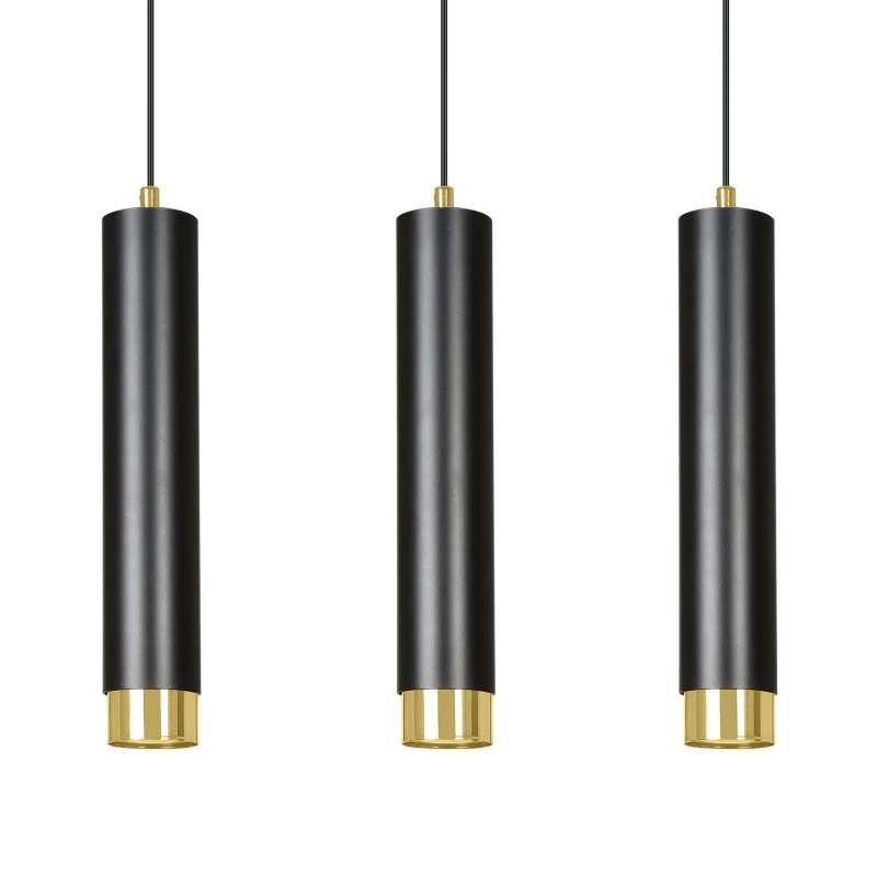 KIBO 3 BLACK-GOLD 644/3 designerski spot wiszący czarne tuby złote dodatki