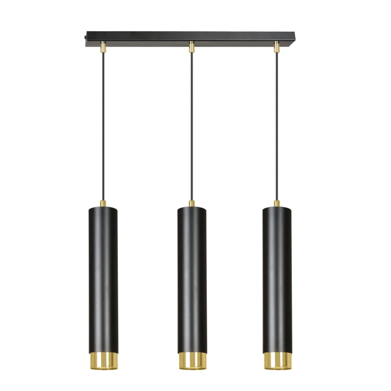 KIBO 3 BLACK-GOLD 644/3 designerski spot wiszący czarne tuby złote dodatki 2