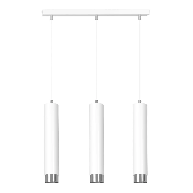 KIBO 3 WHITE-CHROME 641/3 designerski spot wiszący białe tuby srebrne dodatki