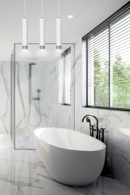 KIBO 3 WHITE-CHROME 641/3 designerski spot wiszący białe tuby srebrne dodatki 7