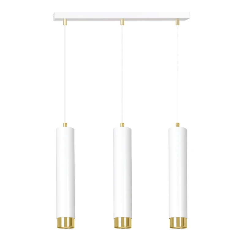 KIBO 3 WHITE-GOLD 642/3 designerski spot wiszący białe tuby złote dodatki