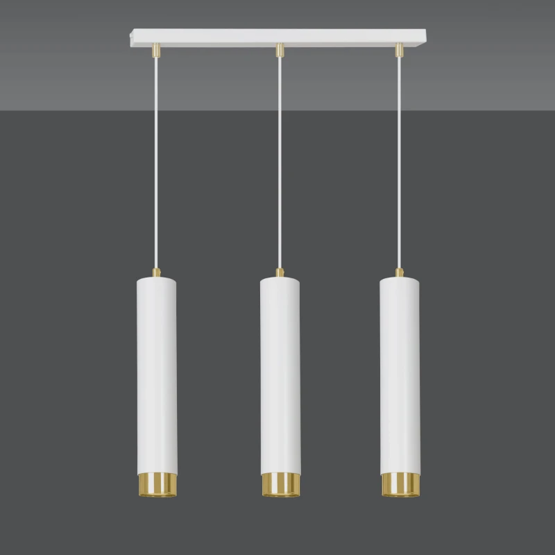 KIBO 3 WHITE-GOLD 642/3 designerski spot wiszący białe tuby złote dodatki 3