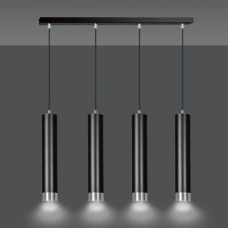 KIBO 4 BLACK-CHROME 643/4 designerski spot wiszący czarne tuby srebrne dodatki 1