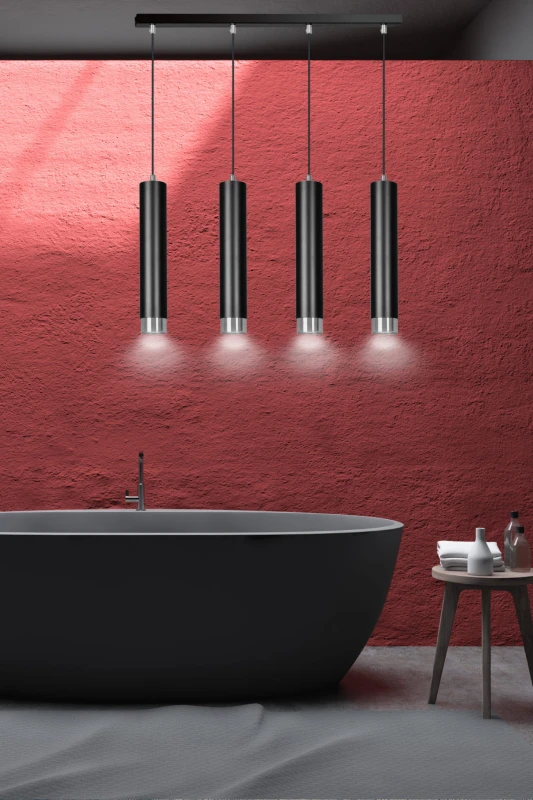 KIBO 4 BLACK-CHROME 643/4 designerski spot wiszący czarne tuby srebrne dodatki 5