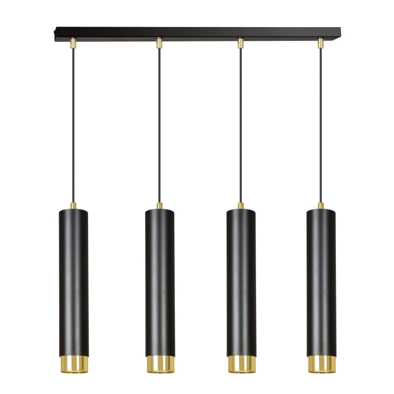 KIBO 4 BLACK-GOLD 644/4 designerski spot wiszący czarne tuby złote dodatki