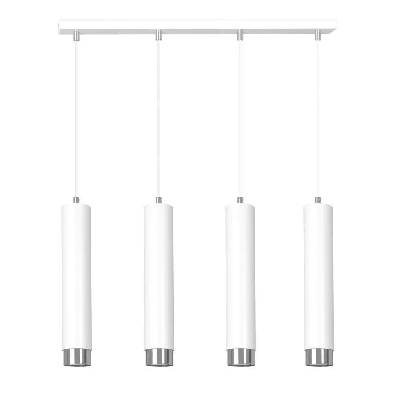 KIBO 4 WHITE-CHROME 641/4 designerski spot wiszący białe tuby srebrne dodatki 1