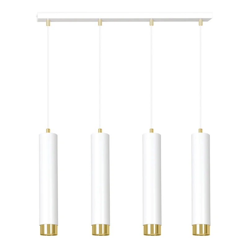 KIBO 4 WHITE-GOLD 642/4 designerski spot wiszący białe tuby złote dodatki