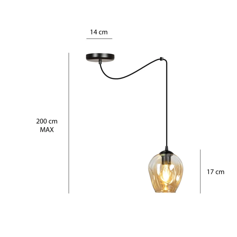 LEVEL 1 BL MIODOWY 758/1 lampa wisząca klosze szklane kule regulowana nowoczesna 6