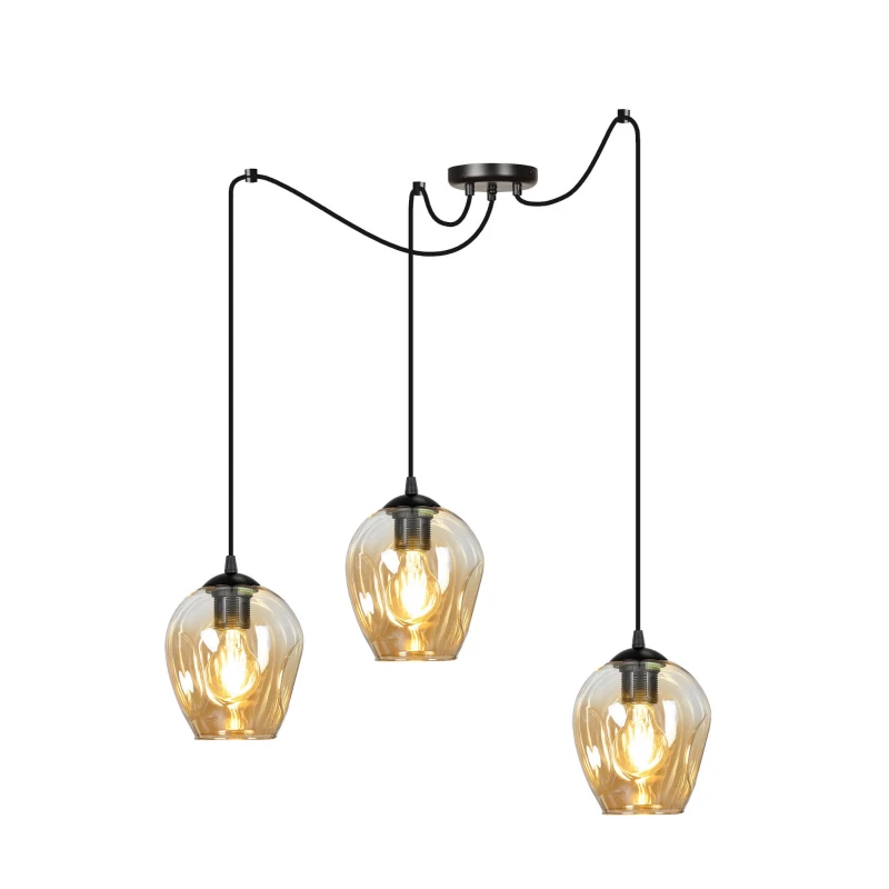 LEVEL 3 BL MIODOWY 758/3 lampa wisząca klosze szklane kule regulowana nowoczesna