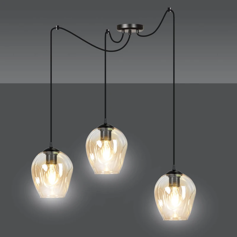 LEVEL 3 BL MIODOWY 758/3 lampa wisząca klosze szklane kule regulowana nowoczesna 1